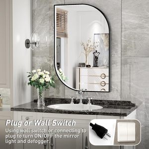 <span class=keywords><strong>Miroir</strong></span> de salle de bain LED vintage minimaliste moderne avec halo frontal et commande tactile pour coiffeuse, hôtel, salle de maquillage, chambre à coucher - Vente en gros - Product Image 4