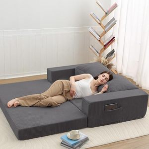 <b>Sofa</b> <b>Bed</b> Foldable <b>Foam</b> Gray Square Convertible Living Room Furniture Customizable - Product Image 3