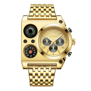 Montre homme OULM Luxury 9315, affichage de la boussole et de la température, <span class=keywords><strong>mouvement</strong></span> à trois fuseaux horaires, <span class=keywords><strong>grand</strong></span> cadran, quartz, montre-bracelet pour homme d'affaires - Product Image 2