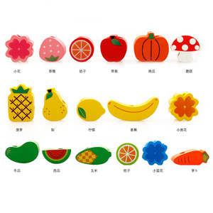 Jouets éducatifs Montessori en bois, jeux de perles, fruits, hérisson, pour enfants, jeux de laçage et d'enfilage, pièces - Product Image 4