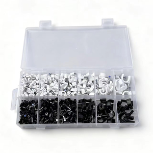 Lot <span class=keywords><strong>de</strong></span> 390 attaches-câbles en plastique réglables avec crochet, pour fixation murale, métriques, auto-bloquantes, pour gestion <span class=keywords><strong>de</strong></span> câbles électriques - Product Image 1