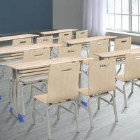 Ensemble de bureau et chaise scolaire multifonctionnel en bois avec rangement intégré pour une utilisation en classe