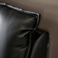 116112 Quanu nouveauté luxe avancé en cuir véritable Design cadre de lit Double luxe en cuir noir plate-forme lit