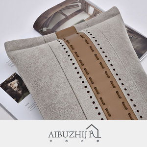 AIBUZHIJIA Taie d'oreiller décorative grise de luxe 30*50 Taie d'oreiller Faux <span class=keywords><strong>cuir</strong></span> Housses de coussin <span class=keywords><strong>pour</strong></span> <span class=keywords><strong>canapé</strong></span> <span class=keywords><strong>canapé</strong></span> - Product Image 4