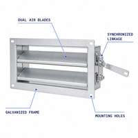 Vanne de régulation de débit d'air rectangulaire galvanisée, amortisseur marche/arrêt, anticorrosion, pour HVAC, bâtiment commercial, ventilation industrielle