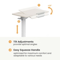 Mobilier de maison moderne réglable en hauteur ressort à gaz Table d'ordinateur lit mobile canapé bureau d'appoint avec roulettes et plateau de table inclinable