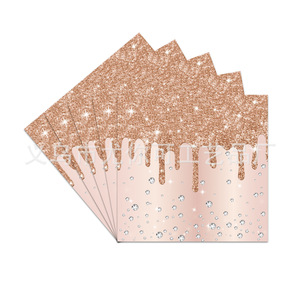 Ensemble de vaisselle jetable en or rose et diamant, assiettes en papier, gobelets, serviettes, fournitures de fête, anniversaire - Product Image 4