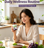 Emballage OEM, 180 capsules d'extrait de pépins de raisin, 400 mg, soutien antioxydant, santé immunitaire, complément alimentaire à base de plantes