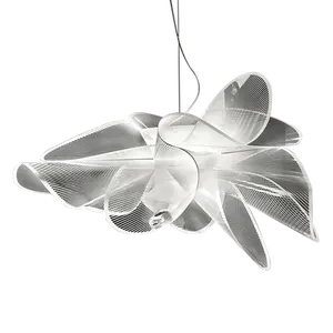 Suspension créative réglable en acrylique blanc à iris irrégulier pour salle à manger et salon