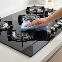 Table de cuisson à gaz encastrable 5 brûleurs en verre trempé avec allumage électrique et dispositif de sécurité pour usage hôtelier (vente en gros)