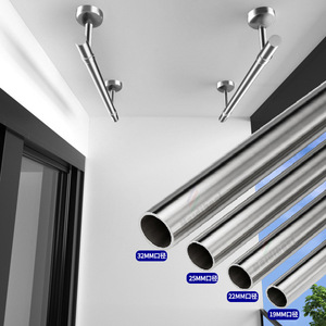 Tringle à <span class=keywords><strong>rideau</strong></span> et à vêtements fixe en acier inoxydable 304, tube rond, 1 mètre, découpe libre, pour balcon et <span class=keywords><strong>douche</strong></span> - Product Image 1