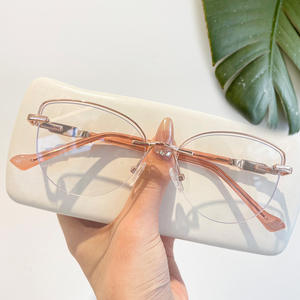 Nouvelles <span class=keywords><strong>lunettes</strong></span> pour femmes à monture demi-cerclée ovale, verres plats, anti-lumière bleue, <span class=keywords><strong>lunettes</strong></span> optiques pour myopie, monture en métal, <span class=keywords><strong>lunettes</strong></span> de prescription pour femmes - Product Image 2