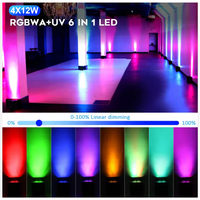 Kit de 4 Focos LED de Batería para DJ, RGBWAUV, con Soporte, para Escenarios, Discotecas, Decoración, con Estuche de Transporte, IP65, DMX512, PVC