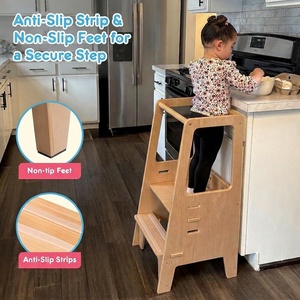 Nuova Torre di Apprendimento in Legno per Bambini con Ringhiera di Sicurezza, Ausilio per la Cucina con Altezza Regolabile e Protezione Antiscivolo - Product Image 6