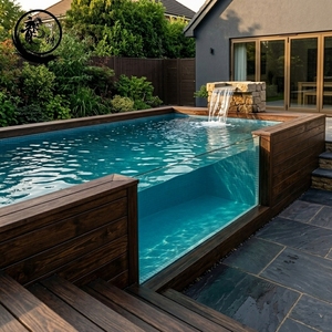 <span class=keywords><strong>Piscine</strong></span> en fibre de verre Longxuan innovante, certifiée CE, <span class=keywords><strong>avec</strong></span> revêtement en gelcoat de qualité supérieure, pour penthouse, plage, bancs élégants et lattes de terrasse - Product Image 3