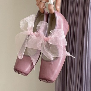 Zapatos Planos de Mujer con Punta Cuadrada, de Piel de Oveja, Estilo Bailarina, con Lazo Decorativo, para Primavera, que Aumentan la Altura - Product Image 3