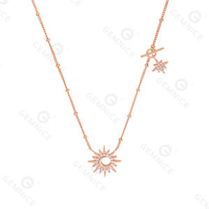Gemnel kadınlar için son tasarım kadın yıldız yağmuru ay güneşli hilal kolye - Product Image 5
