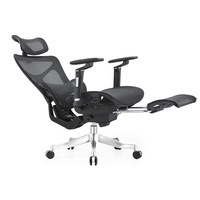 Chaise de bureau ergonomique moderne avec dossier en maille 5D réglable, repose-pieds et base pivotante en aluminium