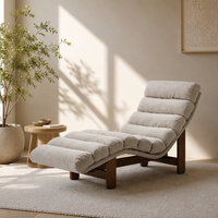 Fauteuil lounge minimaliste italien en bois massif, rembourrage doux, personnalisable, multifonctionnel, pour salon