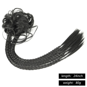 Perruque synthétique en fibre haute température, 24 pouces, effet désordonné et volumineux, noir et blond, avec extension <span class=keywords><strong>queue</strong></span> <span class=keywords><strong>de</strong></span> <span class=keywords><strong>cheval</strong></span> à anneau - Product Image 2