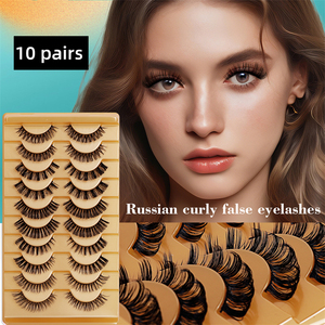 10 paires de rouleaux russes faux <span class=keywords><strong>cils</strong></span> naturel léger parfait curling degré réutilisable adapté aux soins appropriés - Product Image 3
