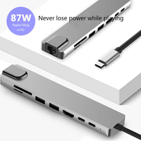 Hub Usb Type c 8 en 1 Hub Usb Adaptateur multifonction pour ordinateurs portables MacBook Pro et Type C Windows