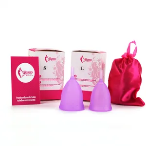 100% Siliconen Menstruatie Cup-Violet-2 Size Coletor Menstruatie Cup Biologische Copa Menstruatie