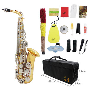 Saxophone alto professionnel en Mi bémol OEM, clé dorée/argentée, <span class=keywords><strong>coque</strong></span> blanche, instrument de musique, vente en gros - Product Image 1