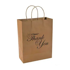Customized Logo Gift Shopping Thank You Certified Brown Consumer Kraft Paper <b>Bag</b> Recyclable with <b>String</b> - Product Image 1