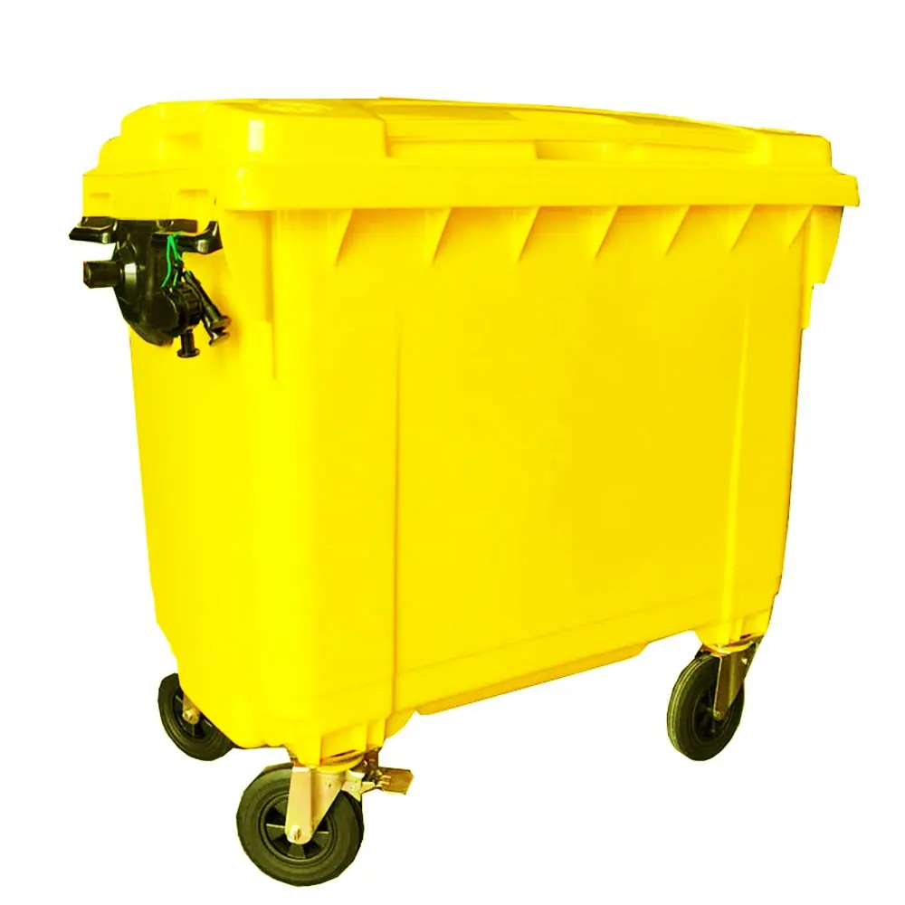 O-Cleaning 1100L Outdoor Street Wheeled Trash/Garbage/Rubbish Can Recycle Bin,Industrial Hand Push Waste Container Garbage Truck