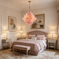 Magnifique lustre moderne en laiton rose avec cristaux, suspension ronde, installation facile pour salon, chambre, hall d'hôtel, décoration