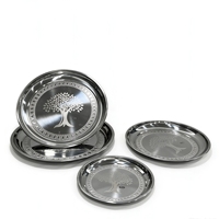 Plateau rond en acier inoxydable de grande taille pour la restauration commerciale, 25 cm-70 cm, plateau de présentation alimentaire robuste pour hôtel, restaurant, buffet