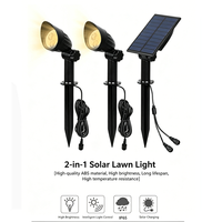 Projecteurs solaires IP65 à allumage/extinction automatique avec capteur de lumière, batterie Li-ion rechargeable, résistants à l'eau, pour éclairage paysager sur piquet