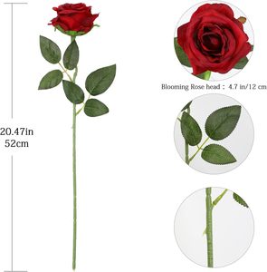 ดอกไม้ประดิษฐ์กำมะหยี่ ดอกไม้ปลอมเหมือนจริง ก้านยาว ดอกกุหลาบปลอม ดอกไม้ผ้าไหมเทียม สำหรับทำช่อดอกไม้งานแต่งงาน DIY - Product Image 2