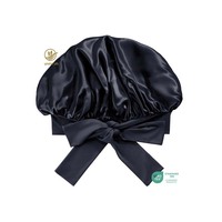 Bandeau large à logo personnalisé, très élastique, double couche en soie, pour le sommeil et le bain, bonnet de douche et de sommeil pour femme, grande taille