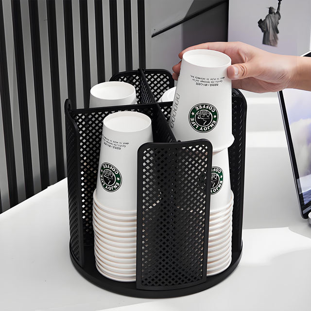360-Degree Rotating Plastic Dispenser Office Buffet Storage Organizer Coffee Cups Disposable Paper Kitchen Spice