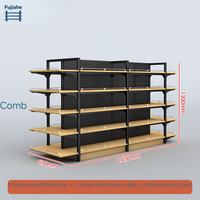 Étagère Gondole Modulaire Robuste en Métal Double Face, Design Autoportant à Dos Ajustable, pour Supermarchés et Commerce de Détail