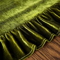 Chemin de Table en Velours Doux Décoratif Luxueux Solide Vert Olive Personnalisé Rétro Volants Chemin de Table pour Restaurant