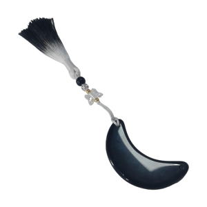 Herramienta Gua Sha Multifuncional de Obsidiana Negra con Borla de Mariposa, Masajeador Facial de Piedra Natural y Colgante Decorativo - Product Image 6