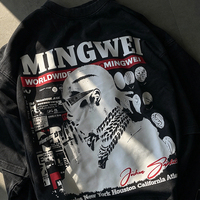 T-shirt à manches longues pour homme, style vintage, imprimé carrosserie, effet superposé faux deux pièces, streetwear, usine de vêtements personnalisés OEM ODM