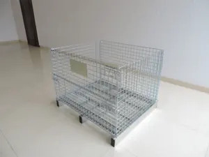 Logistique de bonne qualité pliable Empilable Pliable Pliable Conteneur en fer métallique galvanisé cage à palettes pour entrepôt