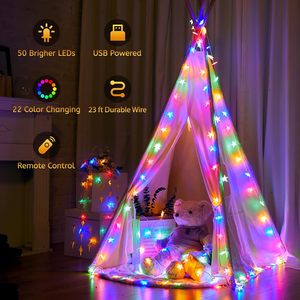Luci a Stella LED da 23 Piedi <span class=keywords><strong>con</strong></span> Telecomando e Timer, 16 Colori, 7 Modalità, Impermeabili, Decorazioni Natalizie - Product Image 6