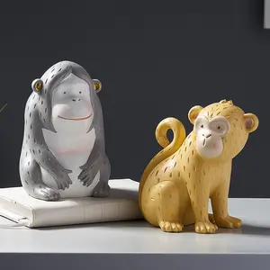卸売 動物の彫像庭-樹脂かわいい猿動物像モダンな家の装飾装飾品おとぎ話の庭子供部屋デスククラフトおもちゃ像ギフト