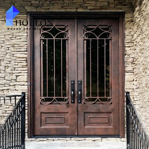 Precio del fabricante Puertas exteriores de hierro forjado Puerta de entrada de hierro forjado para Villa - Product Image 5