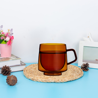 Vente en gros de tasses à café en verre à double paroi personnalisées avec poignée pour le thé, le cappuccino