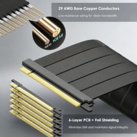 Câble Riser PCIe 5.0/4.0/3.0 X16, Câble d'Extension GPU Haute Vitesse Blindé Flexible Anti-Interférence Faible EMI pour Ordinateur et IA