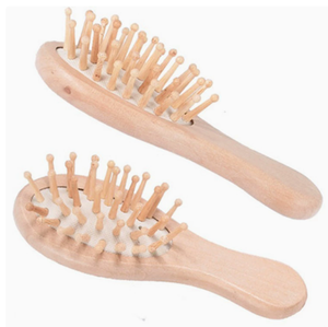 แปรงหวีผมไม้ไผ่ธรรมชาติ แปรงหวีผมแบบพกพา ด้ามจับไม้ หวีนวดแบบถุงลม - Product Image 4