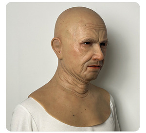 Customized Long-haired Man -realistic Human Skin Texture Full-head Silicone Role-playing Simulation Mask <b>Makeup</b> Prop - Product Image 3