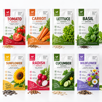 Sachets d'emballage pour graines de jardin, imprimés sur mesure, à trois soudures latérales, pour fleurs, légumes, herbes et graines de vente au détail
