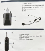Microphone cravate sans fil JINJUE JT-X3 2.4G avec 1 émetteur et 2 casques, Plug and Play pour l'enseignement